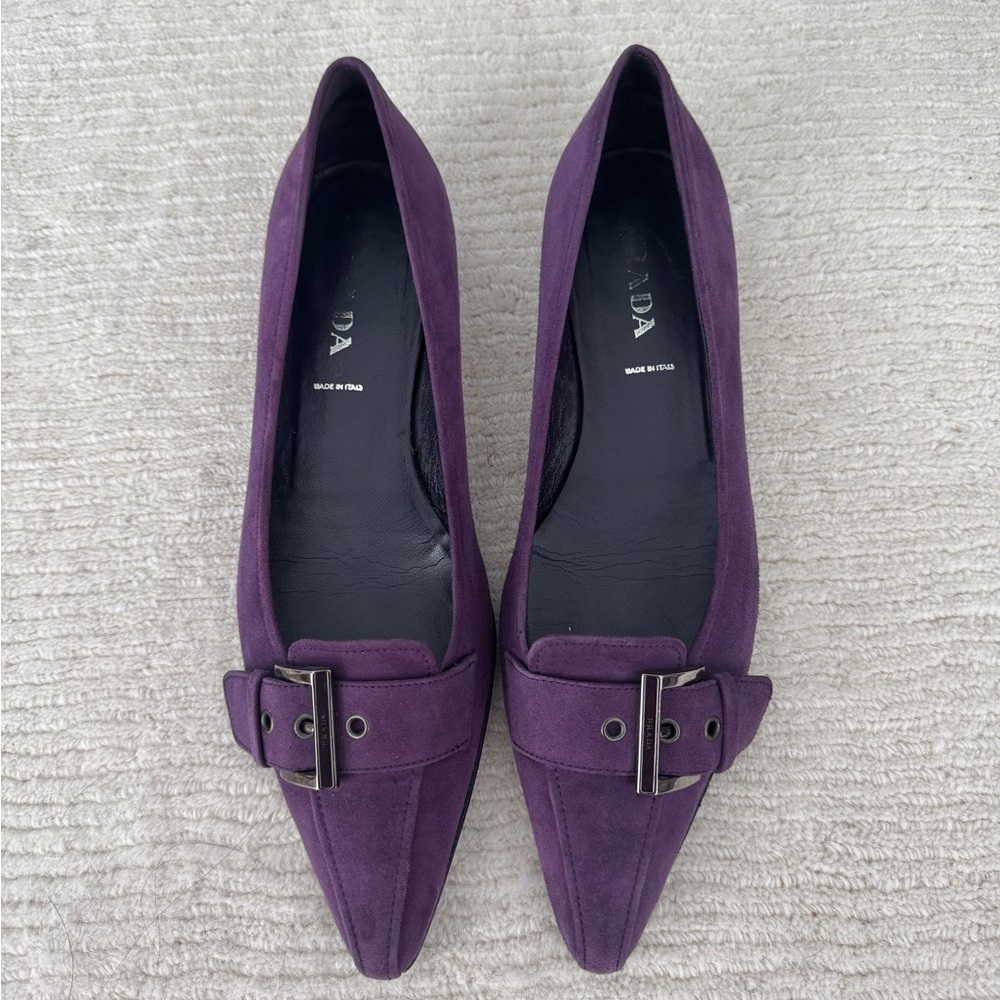 Prada Purple Flats with Buckle Detail